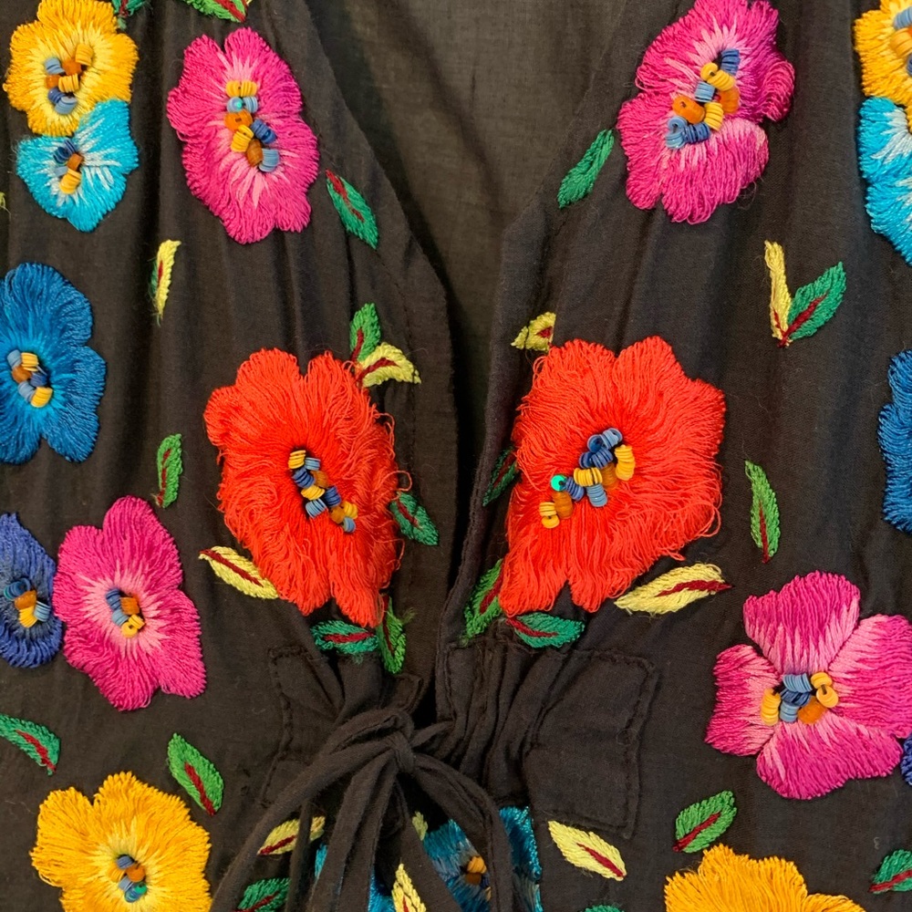 Letarte Swim Mexican Embroidered Cover Up - Picture 2 of 7